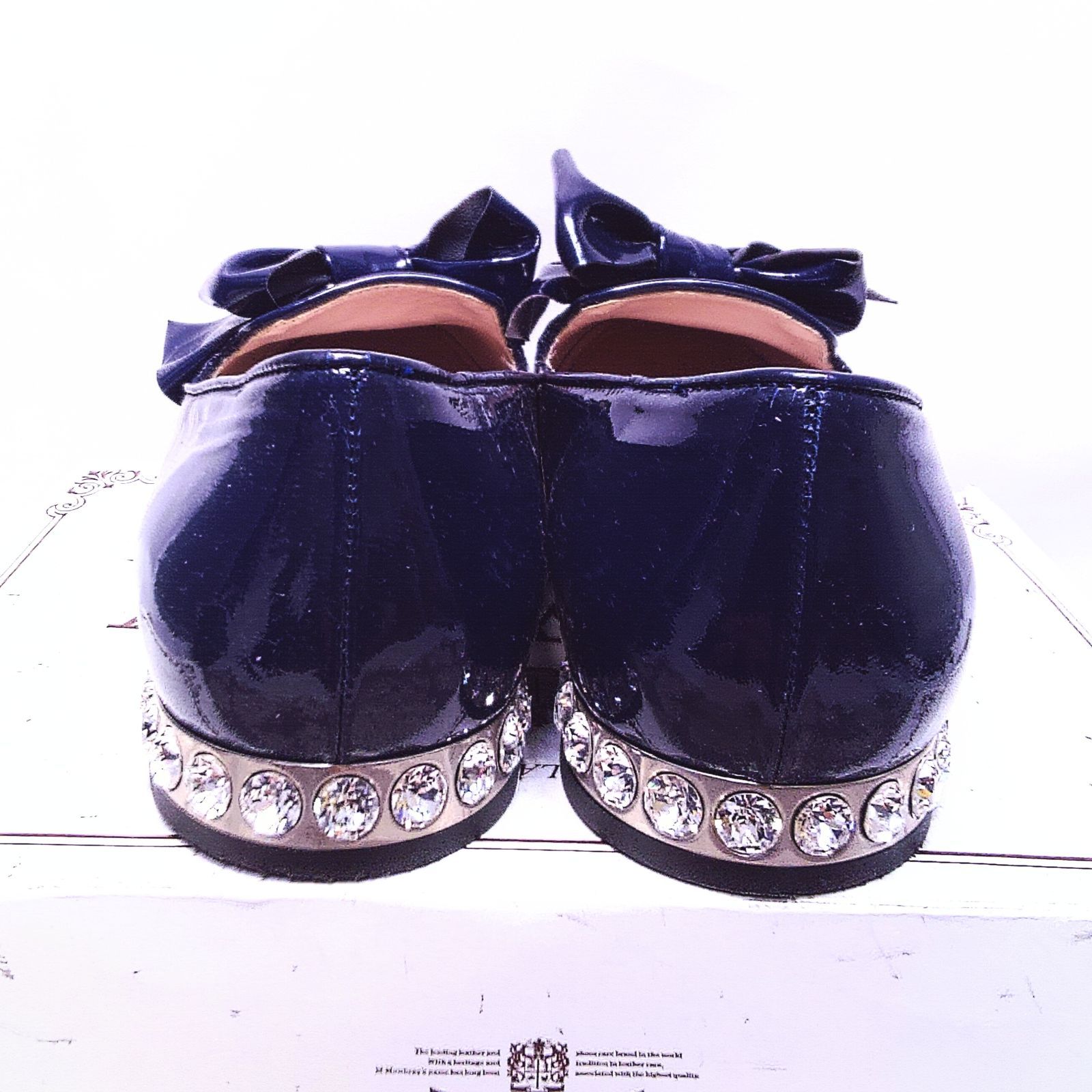 miu miu ネイビーフラットシューズ 美品】MIU MIU ミュウミュウ フラットパンプス 紺 ネイビー