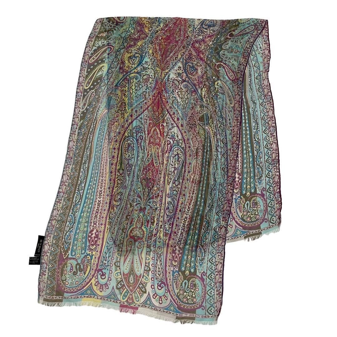 ETRO エトロ Milano ストール　シースルー　ペイズリー柄　20135 ETRO エトロ Milano ストールシースルーペイズリー柄20135