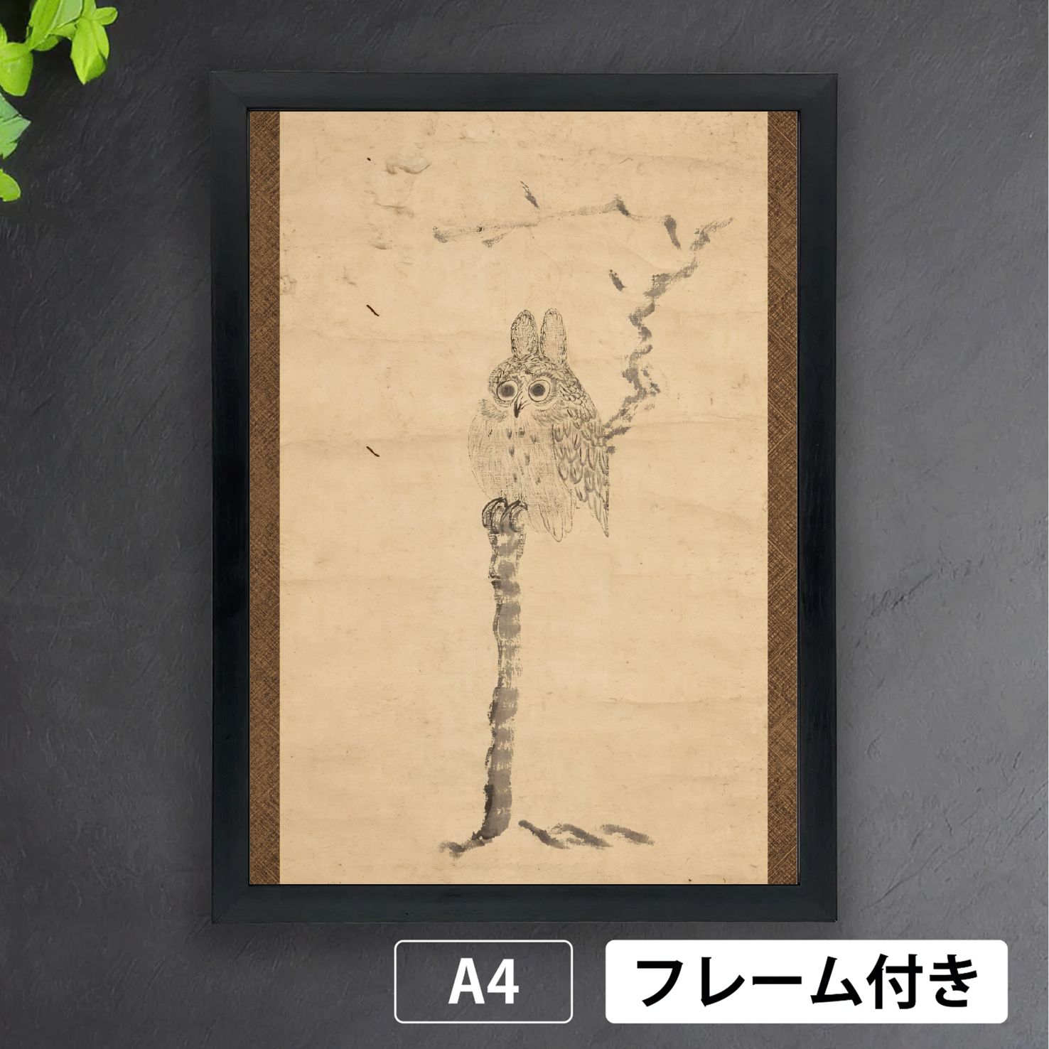 【月下柳に木菟図】福井江亭 2584 ミミズク 梟　掛け軸　肉筆 月下柳に木菟図】福井江亭 2584 ミミズク 梟 掛け軸 肉筆 - メルカリ