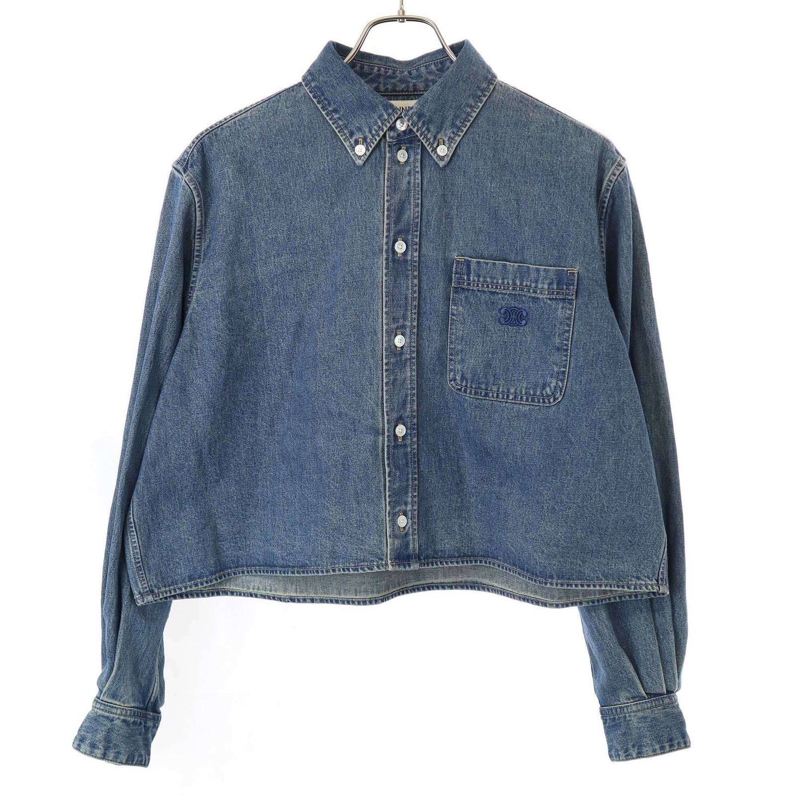 CELINE セリーヌ 21AW トリオンフウォッシュデニムクロップドシャツ