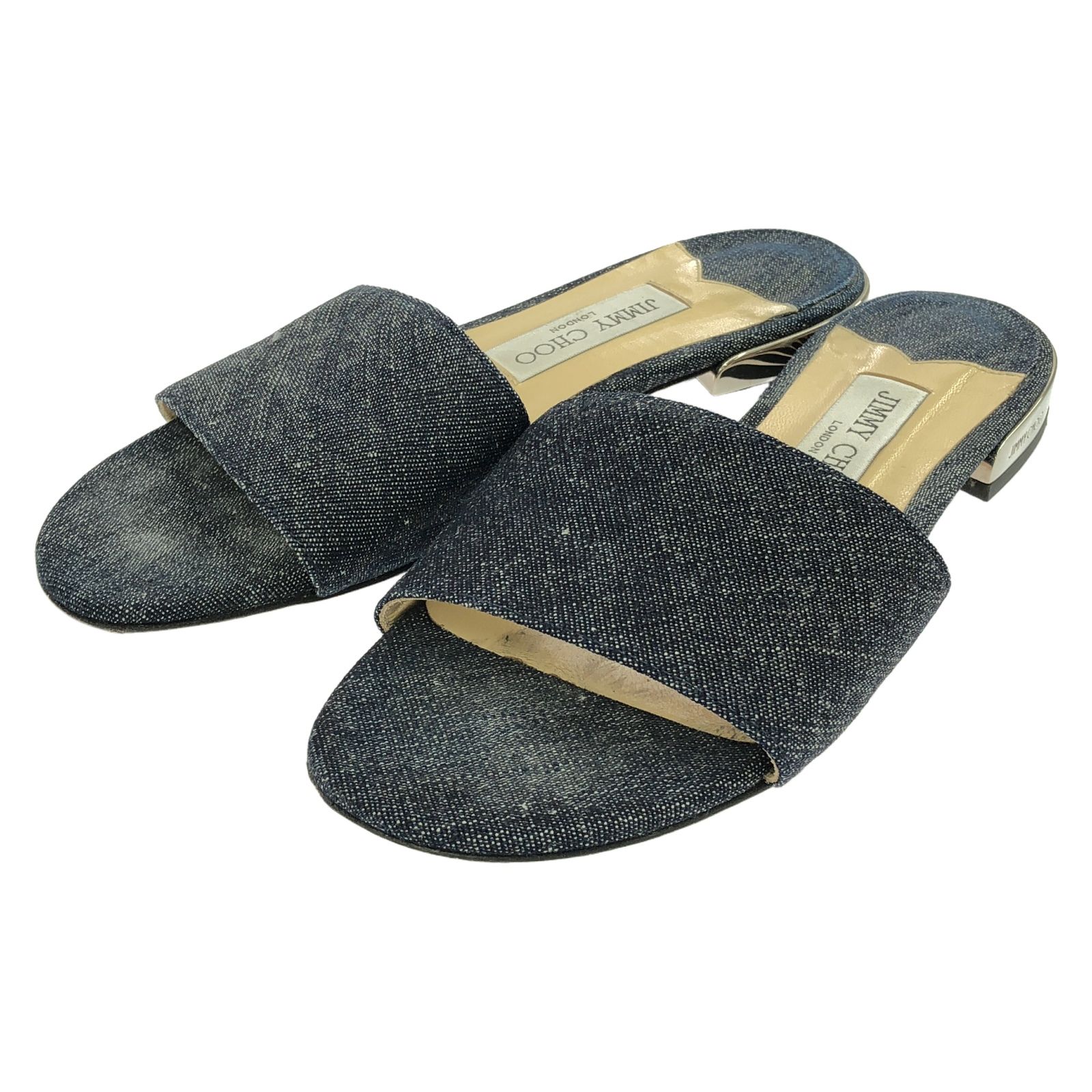 VIP SALE!【JIMMY CHOO】JONI FLAT♪デニム♪フラットサンダル♪ ジミーチュウ JIMMY CHOO サンダル JONI FLAT サンダル ネイビー