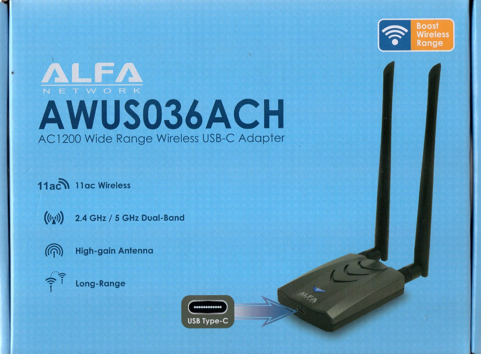 【新品　未開封】ALFA AWUS036ACH V2 無線LAN USBアダプターハイパワー Mac Kali Linux 対応