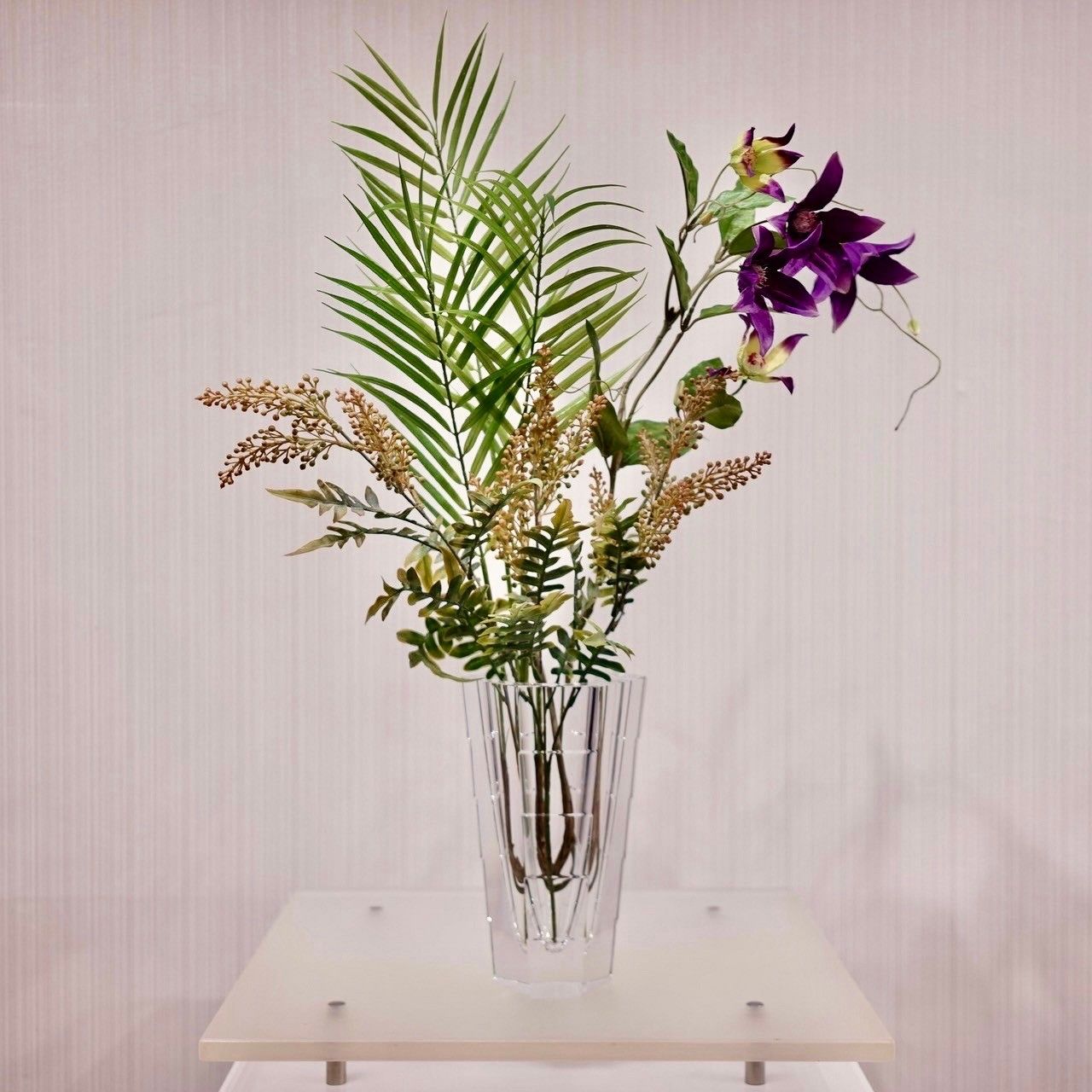 北欧 デンマーク Orrefors sweden オレフォス スウェーデン フラワーベース クリスタルガラス 造花付き 花瓶 花器 インテリア 雑貨 モダン