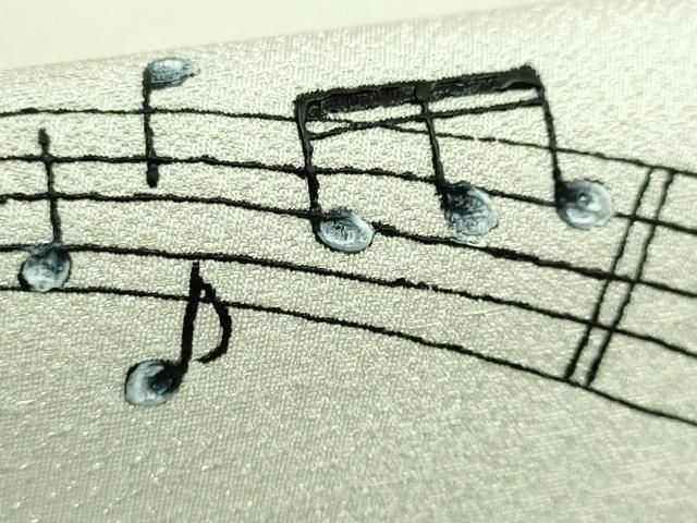 平和屋着物□極上 太鼓柄袋帯 作家物 手描き 螺鈿箔 ピアノ 舞蝶 逸品