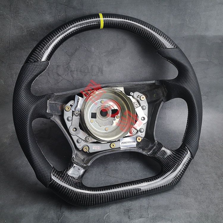 カーボン レザー ステアリング ベンツ W124 EクラスW140 Sクラス R129 SL W463 Gクラス W210前期 Eクラス W170 SLK W202 W208 CLK