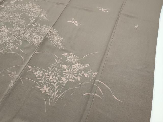 平和屋本店□超希少 友禅染色家 品川恭子 訪問着 草花風景文