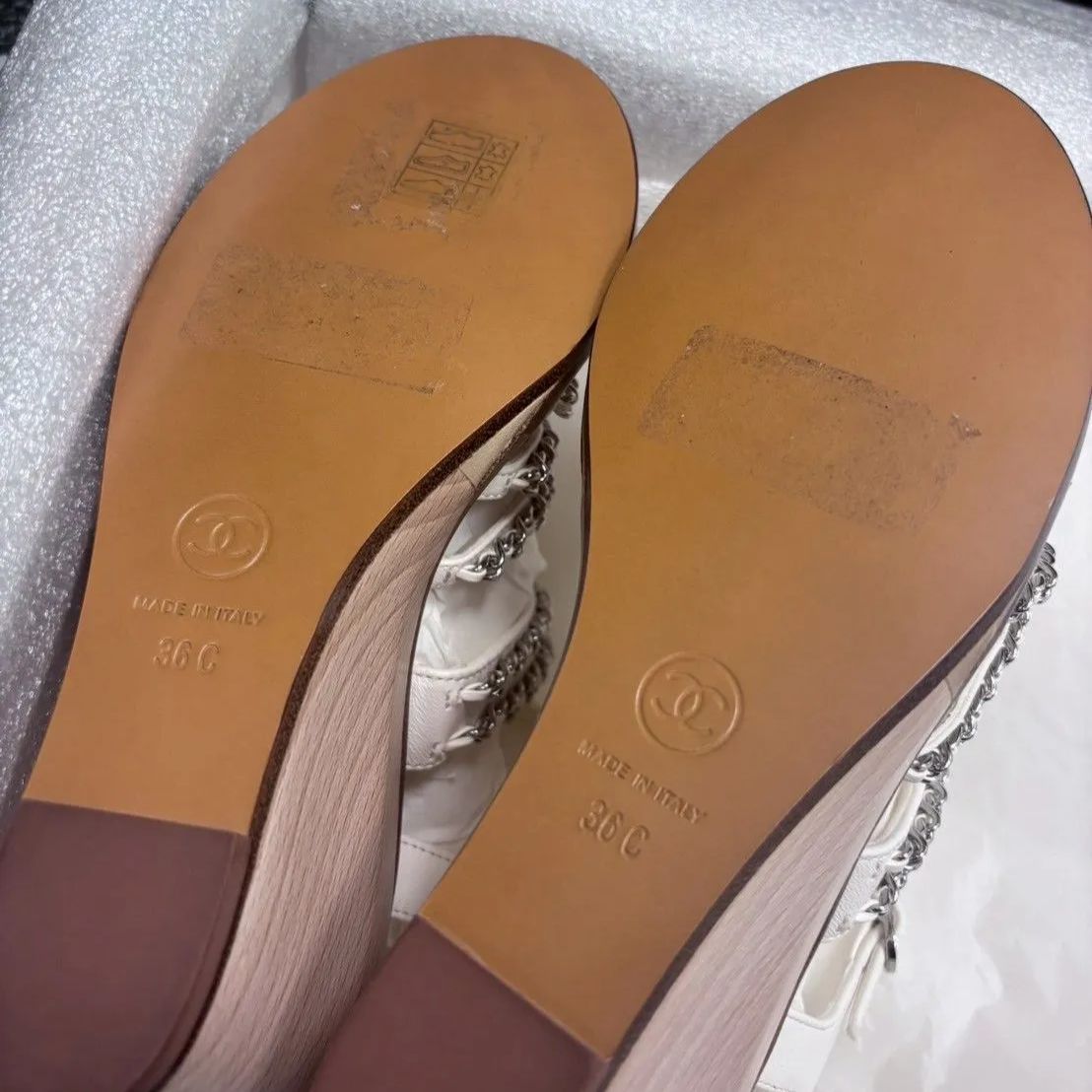 美品⭐︎ CHANEL シャネル CCマーク　シルバーチェーン サンダル シャネル CHANEL ココマーク チェーン サンダル