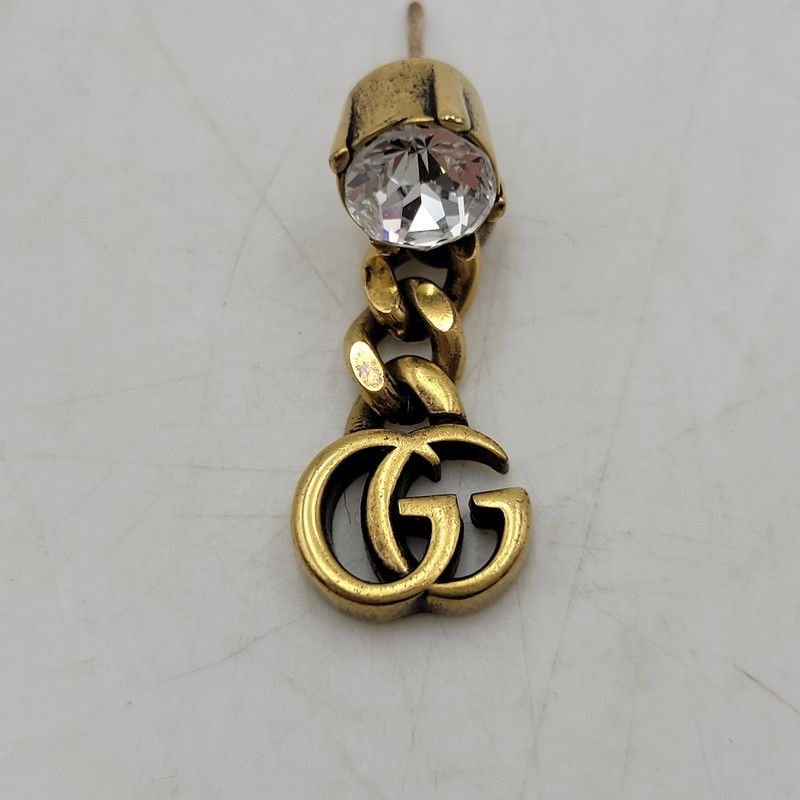 中古品】GUCCI グッチ CRYSTAL DOUBLE G PIERCE クリスタル