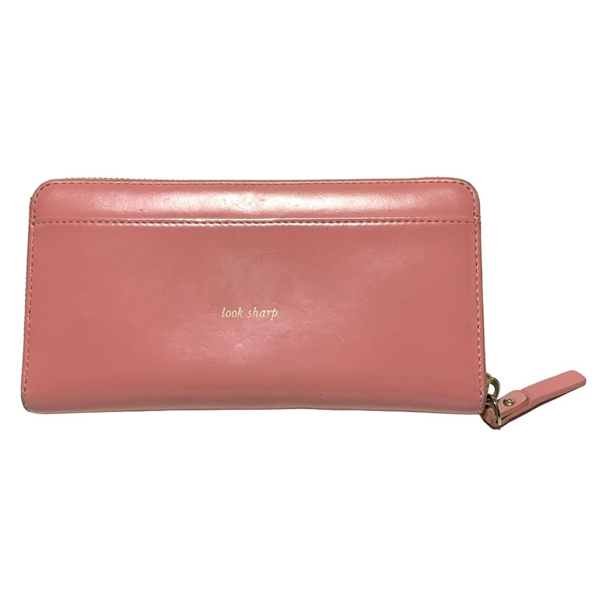 Kate spade ケイトスペード 長財布 - PWRU5746 ライトピンク×ベージュ ハリネズミ スタッズ ラウンドファスナー レザー