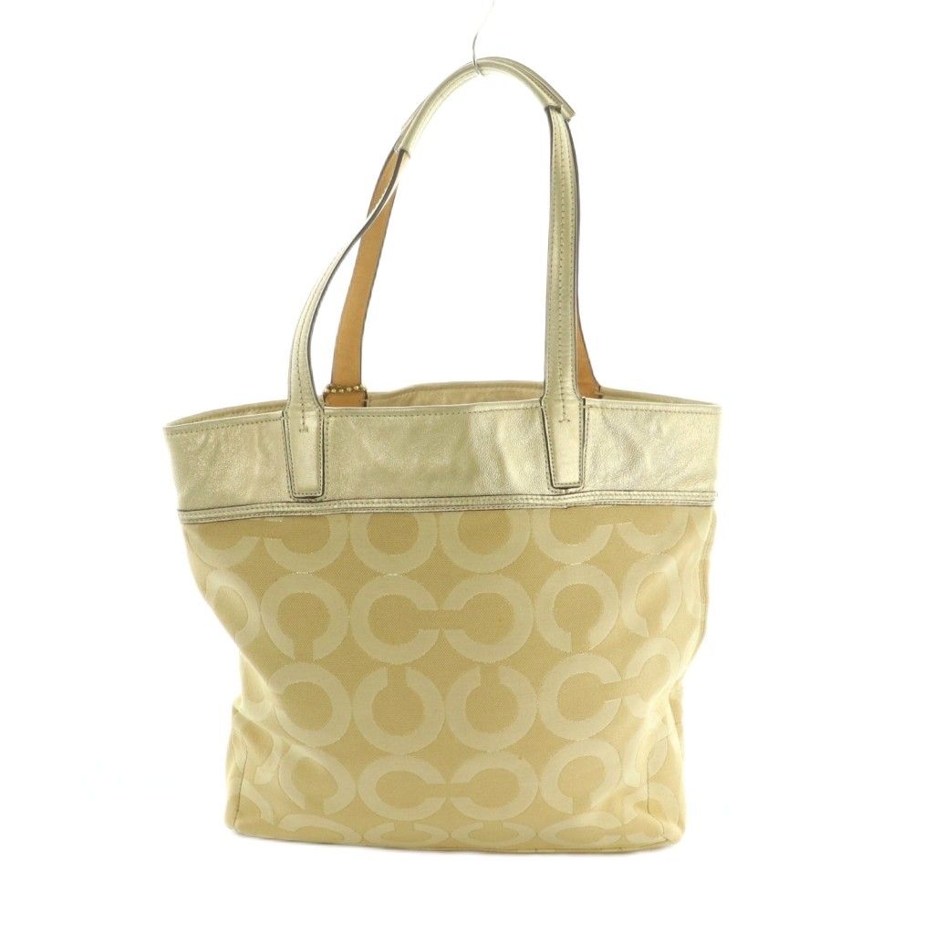 コーチ COACH バッグ トートバッグ ジャガード×レザー アイボリー 