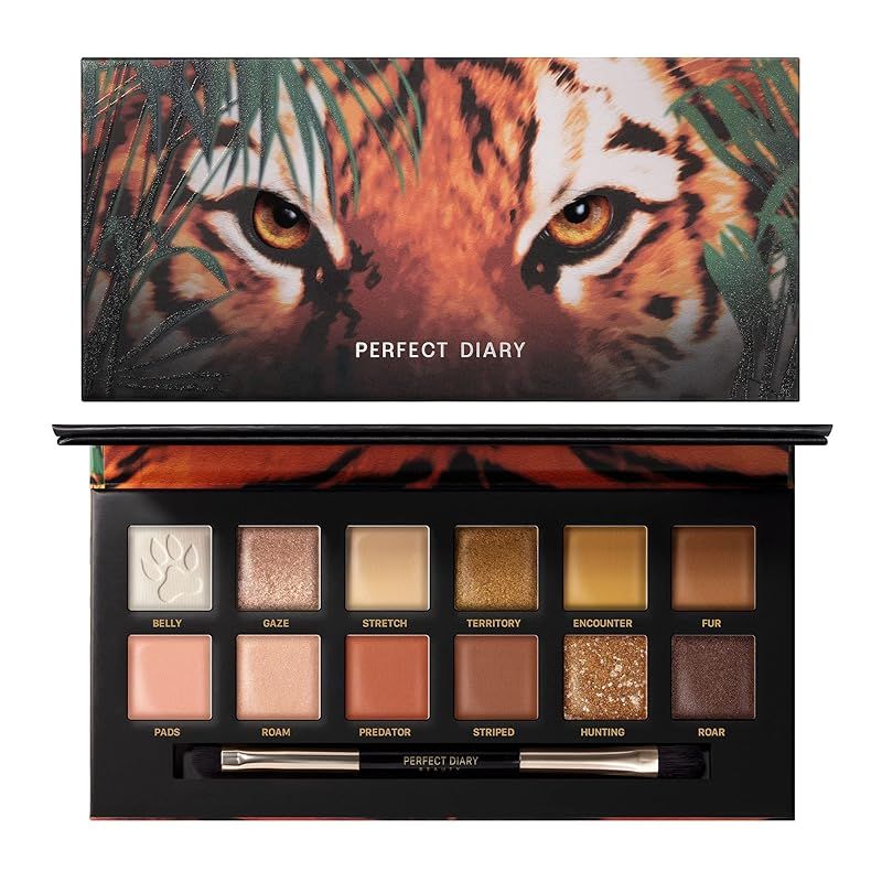 PERFECT DIARY パーフェクトダイアリー 動物アイシャドウパレット (1.2gx12色) (虎 オレンジブラウン)