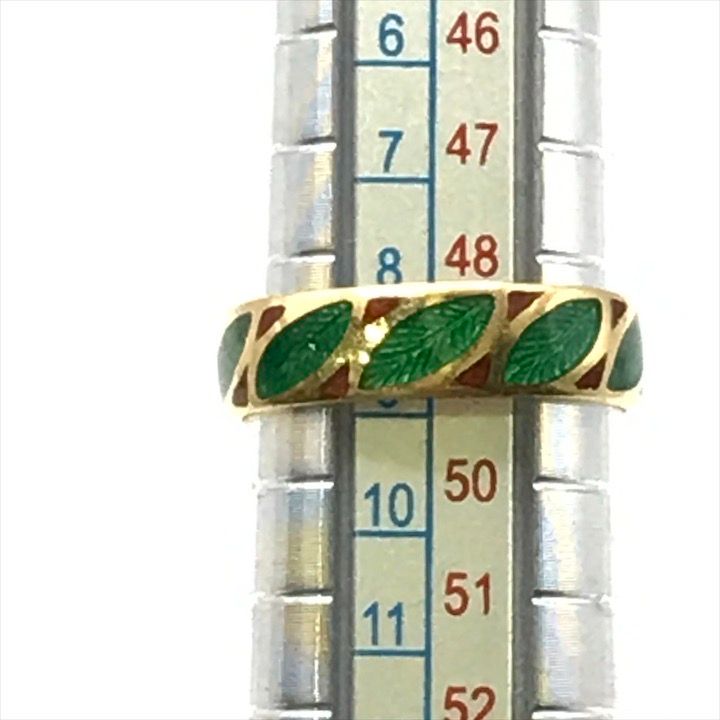 美品 MASRIERA マリエラ 七宝 リーフ 750刻印 K18 9号 3g レディース