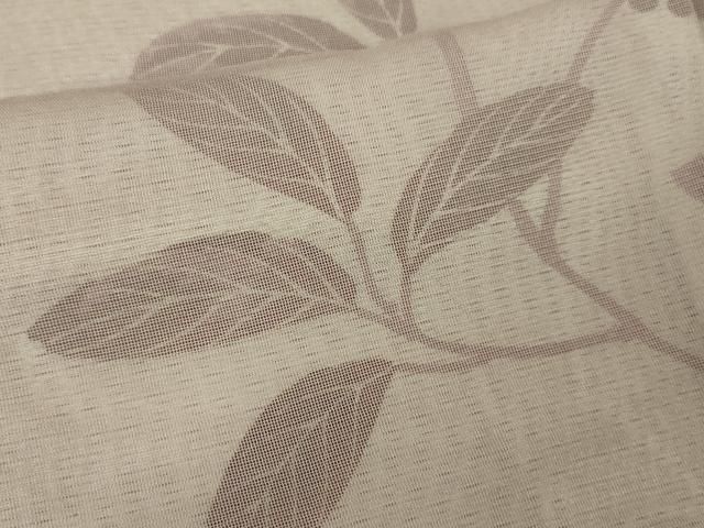 平和屋本店□極上 小紋 無双 紗×絽 南天枝葉文 薄柿色地 逸品