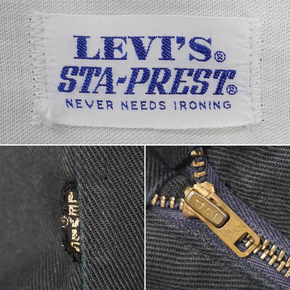 リーバイス Levi s 60 70 60-70年代 STA-PREST スタプレ カツラギ BIG E ビッグE スリム ストレート USA ヴィンテージ 古着 メンズ パンツ ブラック 黒 W 30 L 28相当