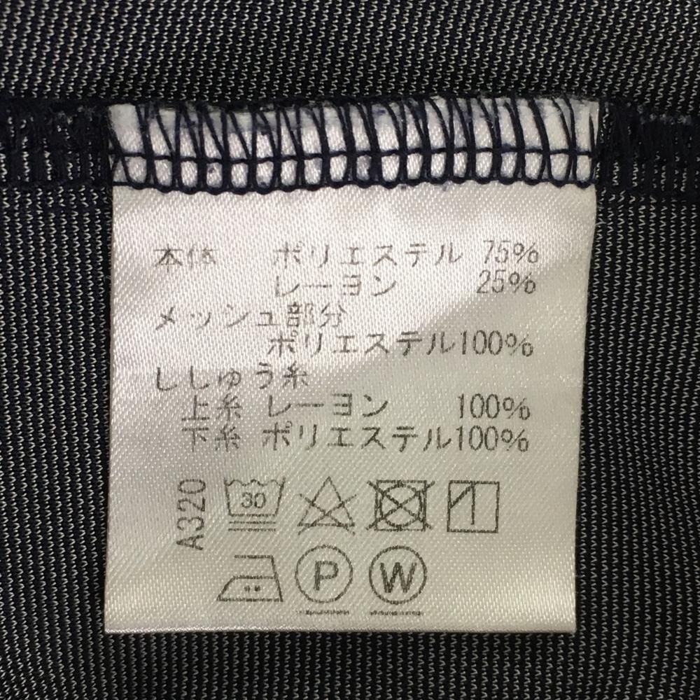 ビバハート ノースリーブポロシャツ ネイビー 袖メッシュフリル ロゴ刺しゅう  レディース 42(L) ゴルフウェア VIVA HEART