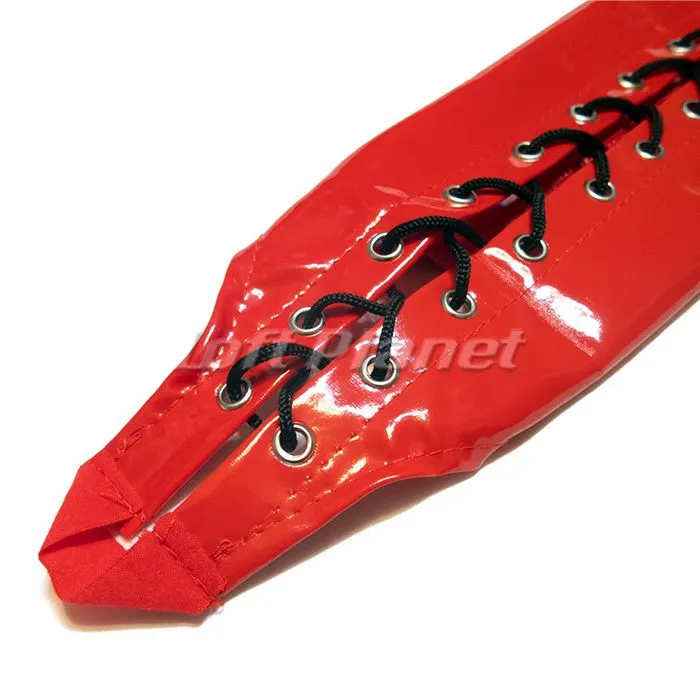 ロンググローブ エナメル アームカバー PVC 編み上げ フィンガー