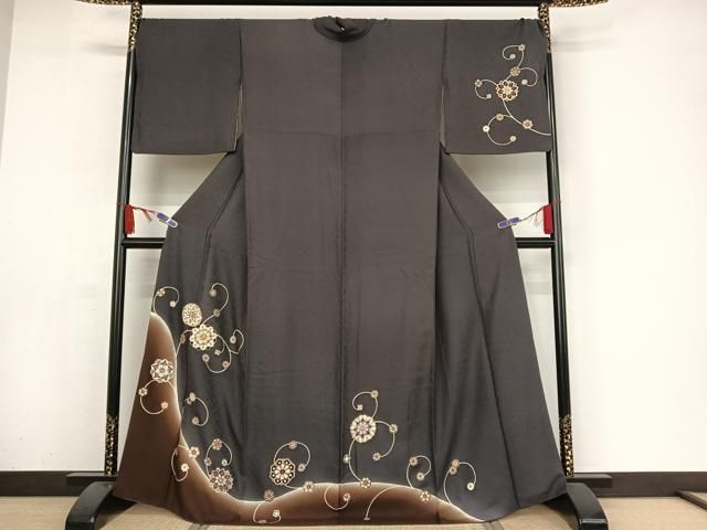 平和屋着物○訪問着 駒刺繍 花唐草文 金彩 正絹 逸品 CAAR1272hy