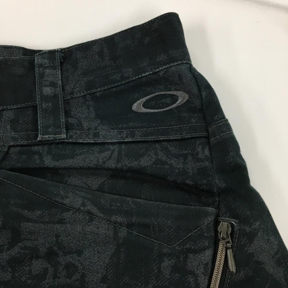 オークリー パンツ ダークグレー×黒 総柄 ロゴ刺しゅう 立体裁断