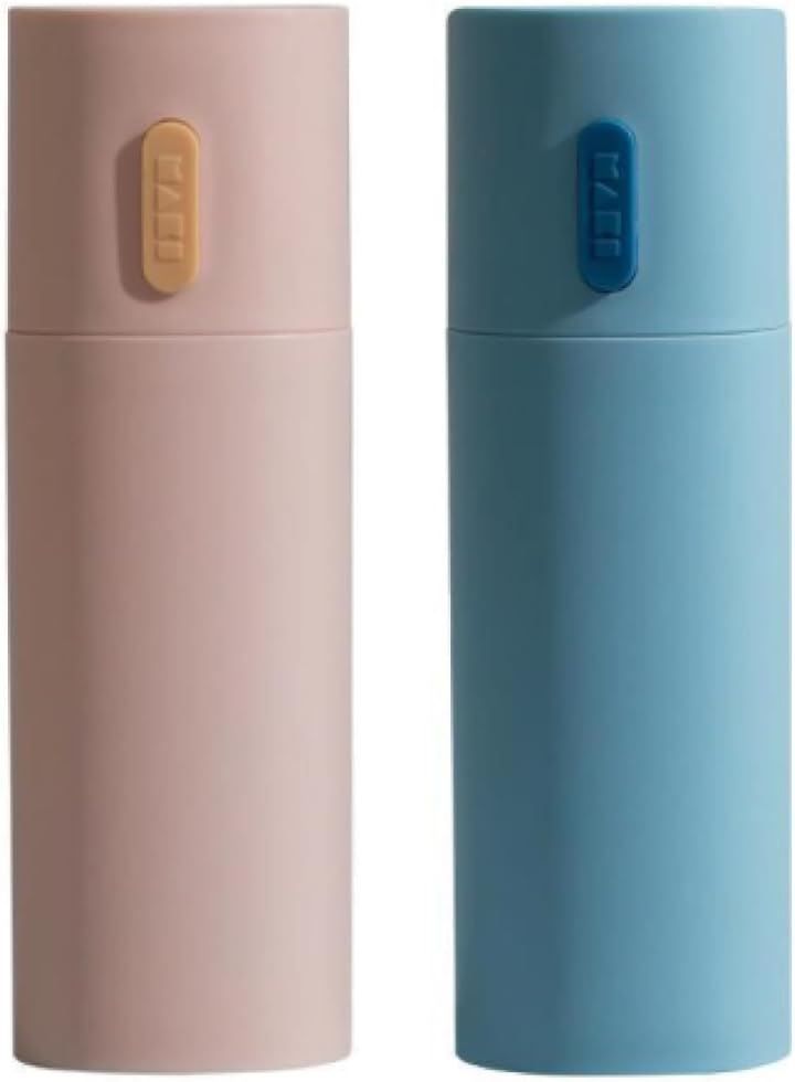 SATOMO 歯ブラシ ケース 2個 セット 携帯用 コップ付き 収納 トラベル 出張 外出用 歯磨き収納(ピンク/ブルー) 人気・おすすめ｜使いやすい・旅行におすすめ セール中 全国発送 即出荷モデル