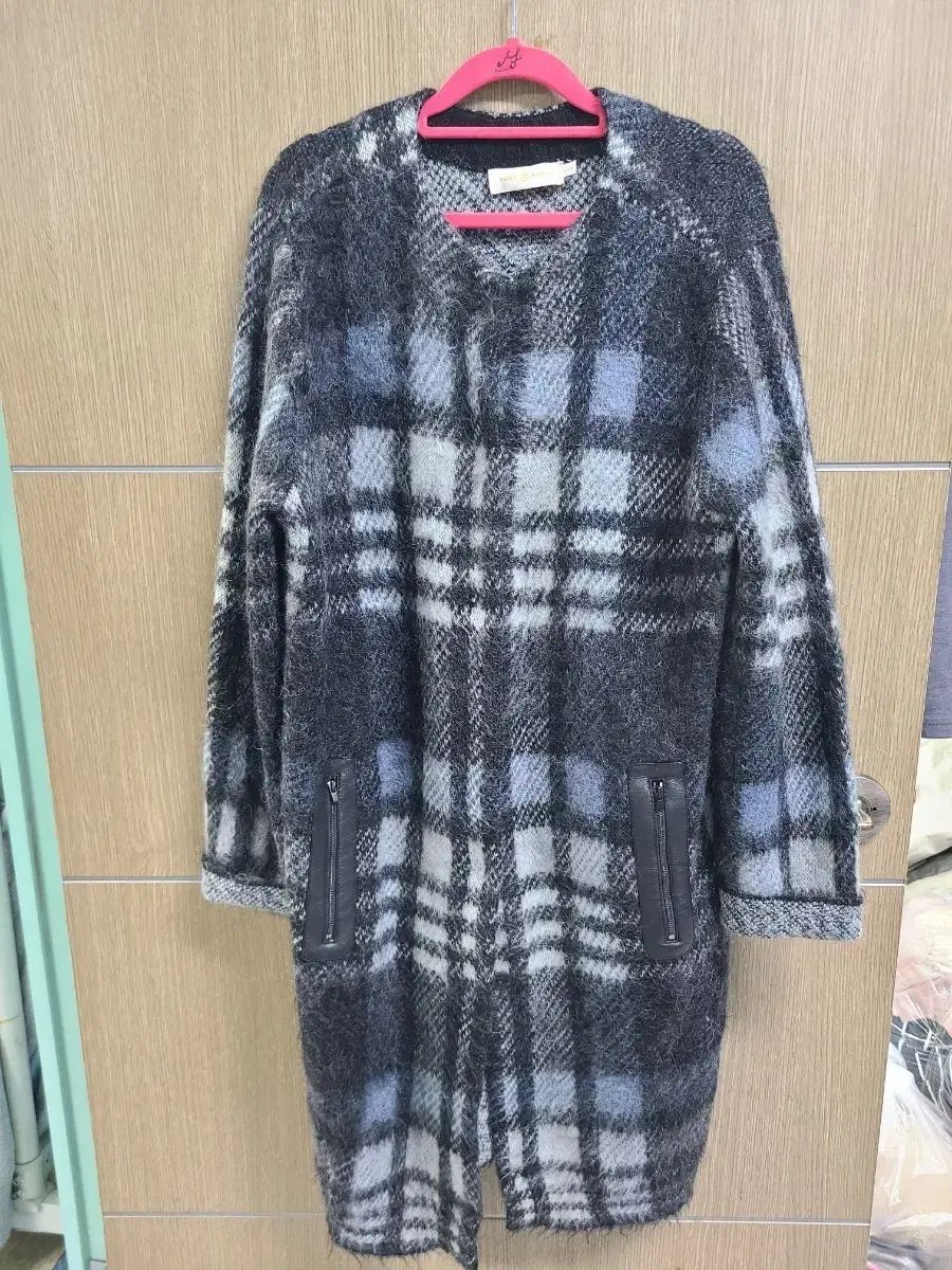 Tory Burch トリーバーチ チェック パターン ロング ニット コート m