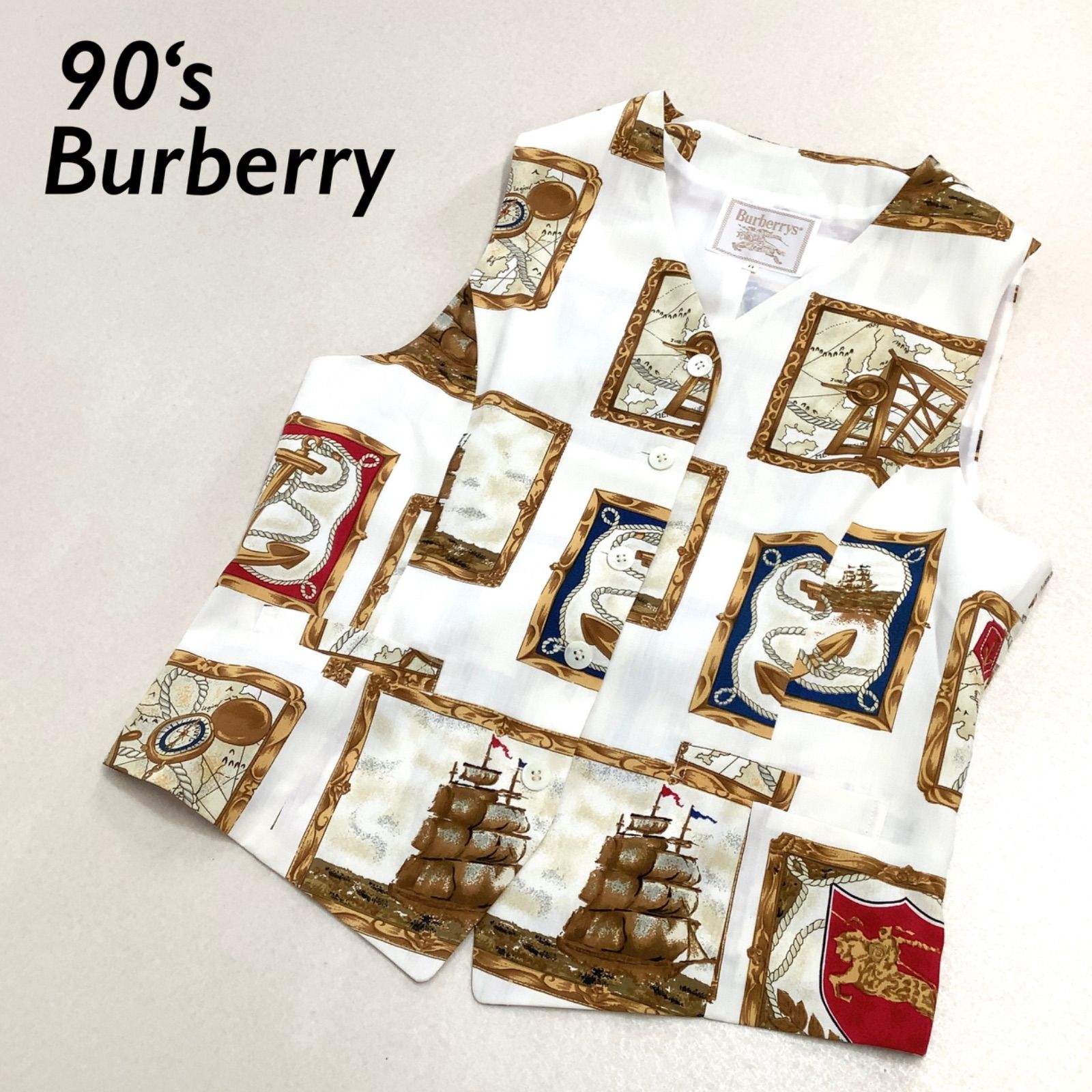 極美品】90s Burberry 総柄 ビンテージスカーフ柄 ベスト 11 L - メルカリ