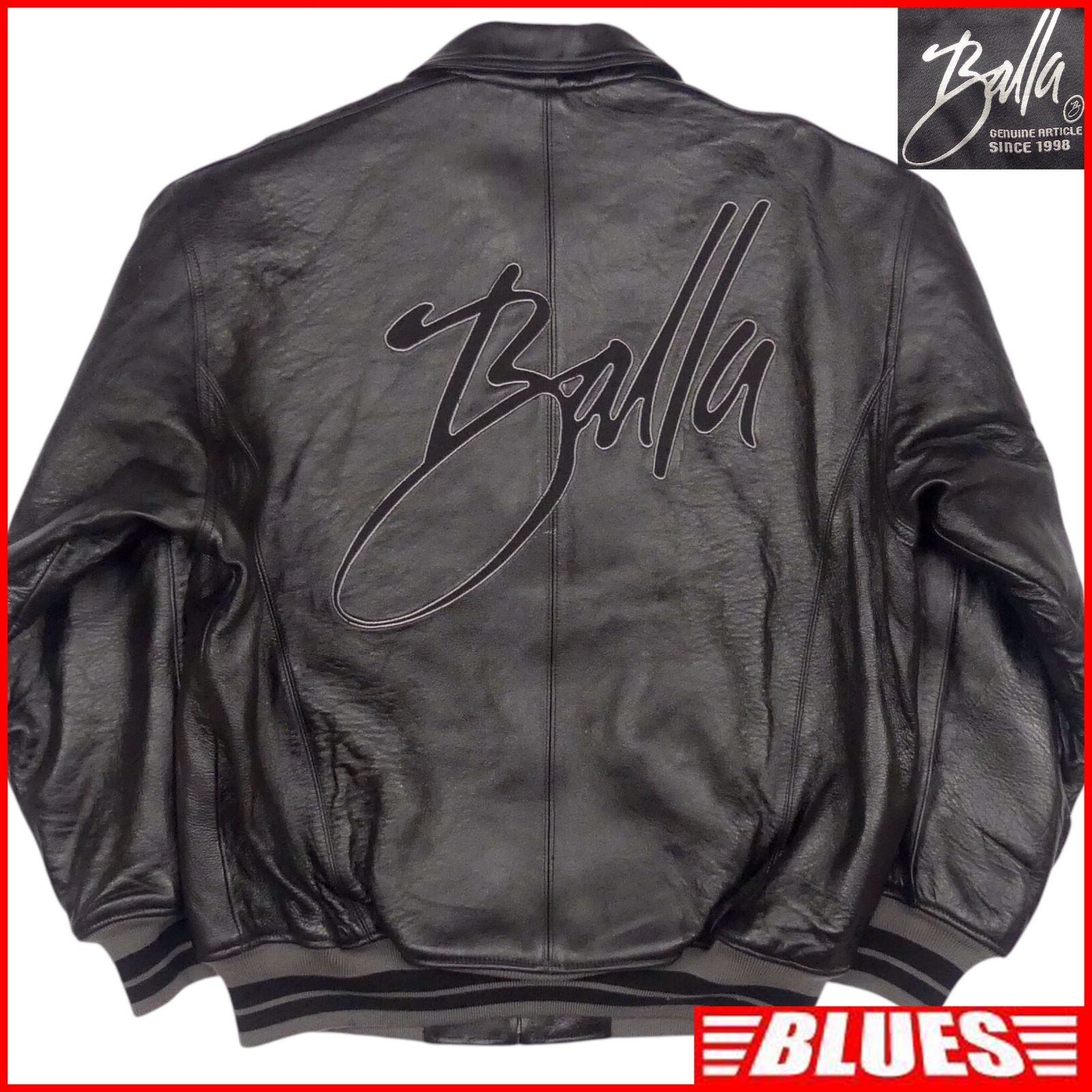 Balla バッラ スタジャン 古着 レザー ブルゾン ジャンパー 本革 L 黒 