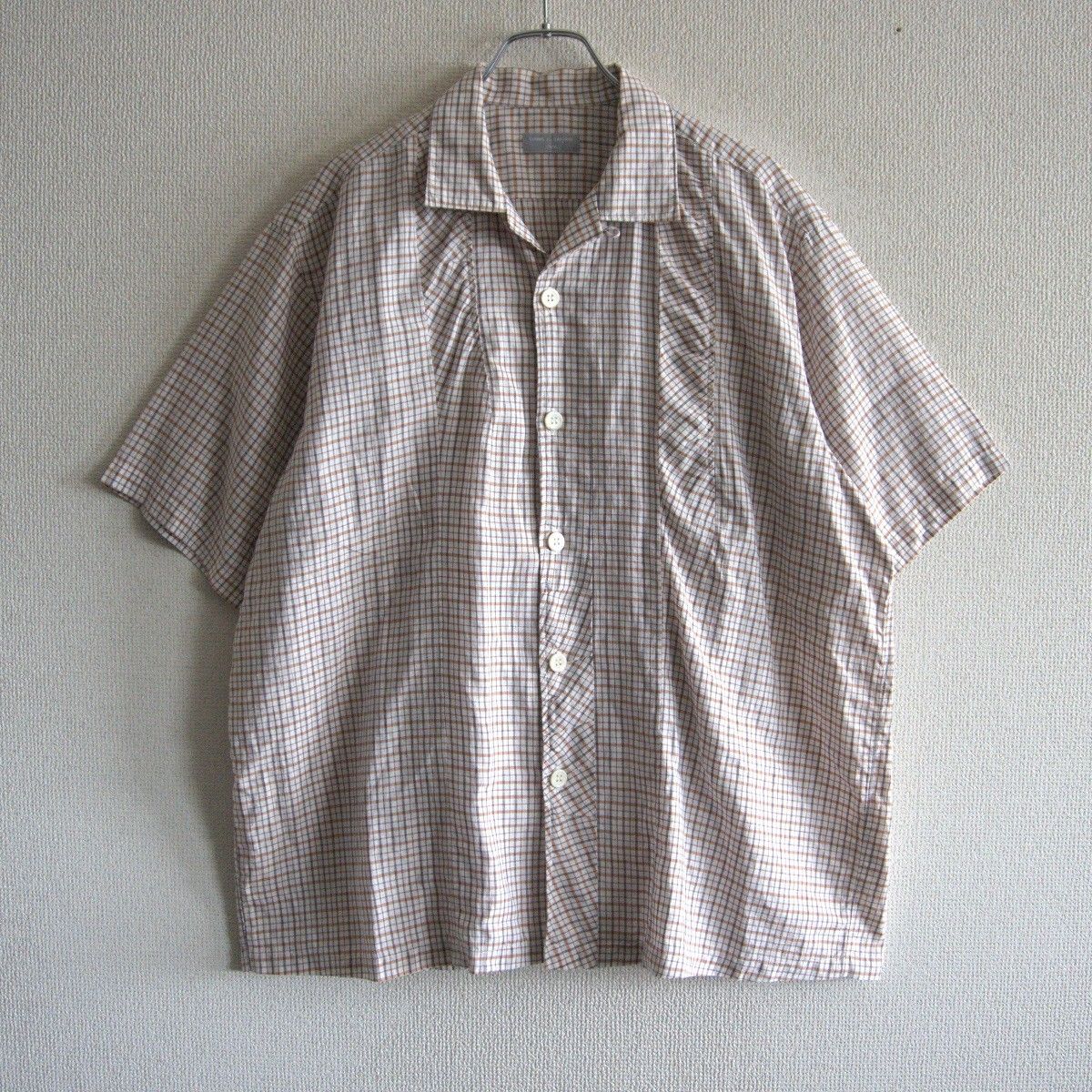 90s|アーカイブ COMME des GARCONS HOMME ボックスシルエット チェック オープン シャツ コムデギャルソン オム 25060104