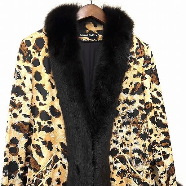 極美品レオナール LEONARD ロングコート ヒョウ柄レディースコート 極美品レオナール LEONARD ロングコート ヒョウ柄レディースコート