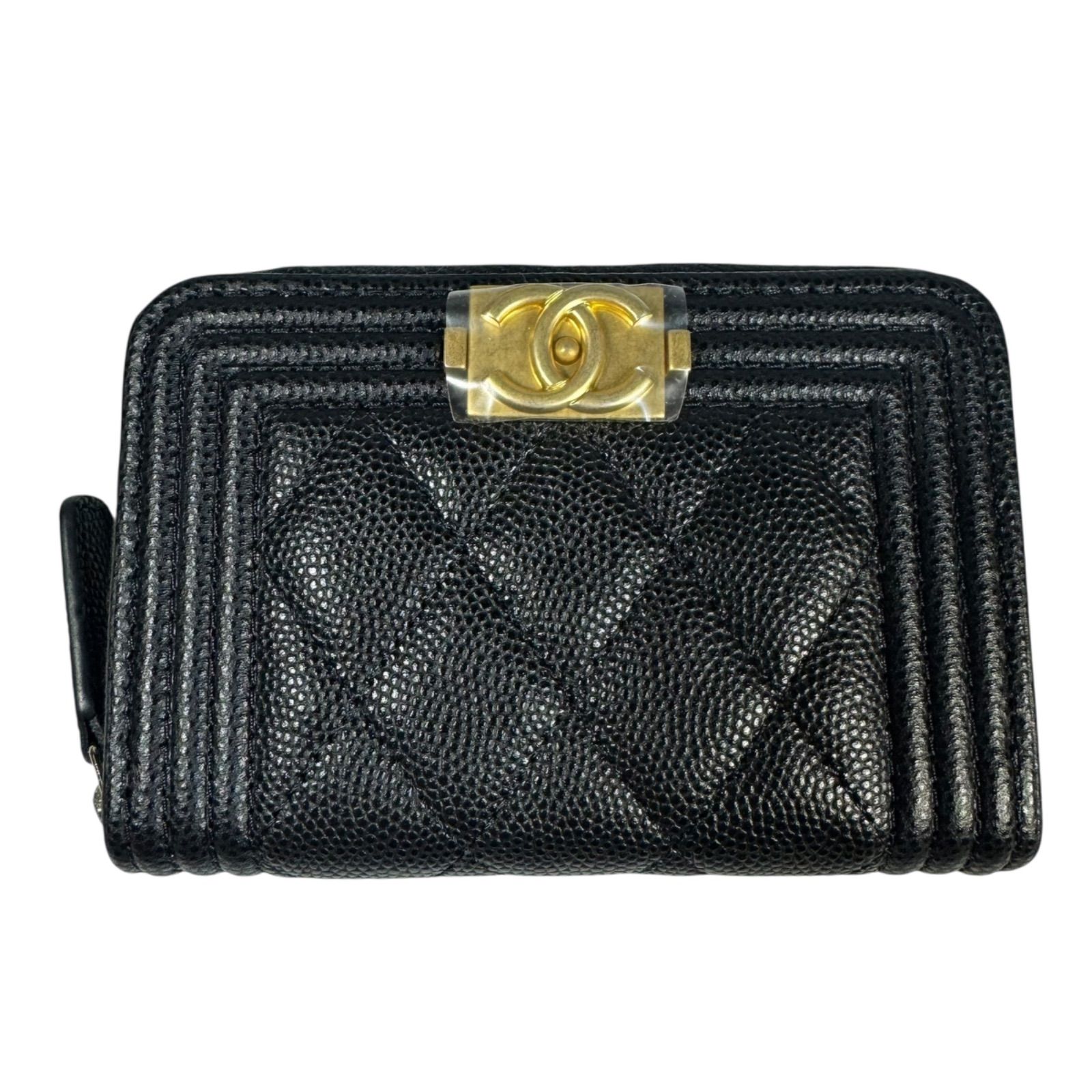 B042 CHANEL シャネル ボーイシャネル キャビアスキン コイン