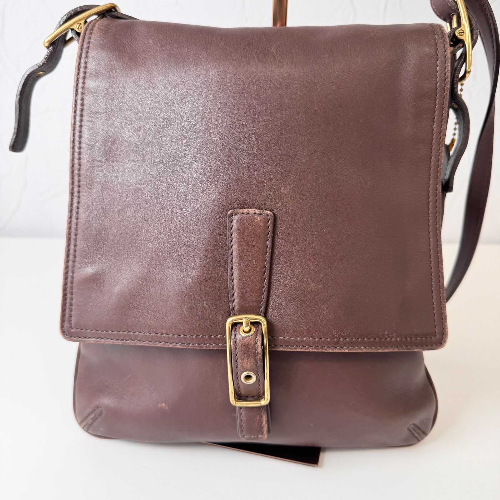 【COACH】コーチ　メッセンジャーバッグ　レザー　ブラウン　茶色　ヘリテージ 美品】コーチ ショルダーバッグ ヘリテージ メッセンジャー