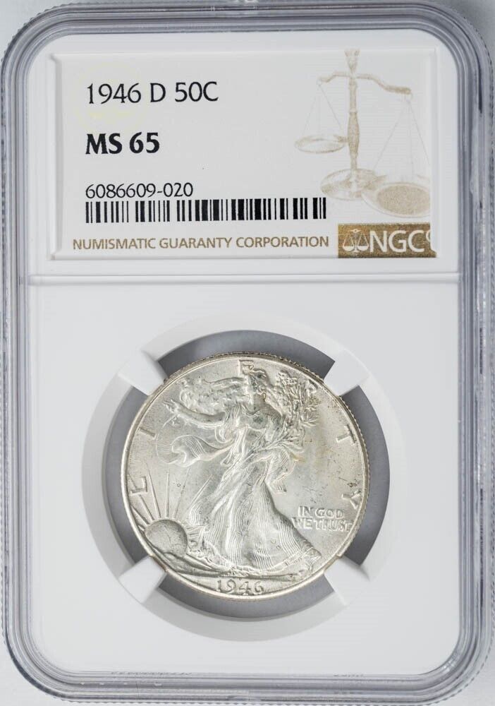 1946-D Walking Liberty Half 50c MS65 NGC 949772-6