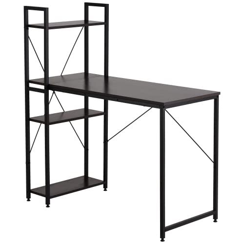 【人気商品】木製 学習デスク ワークデスク デスク ラック付き (ダークブラウン) パソコンデスク TopCloud