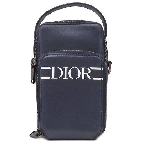 クリスチャン ディオール Christian Dior 2WAYバッグ マイクロ ポーチ キャンバス レザー ネイビー シルバー金具 紺 クロスボディ 2ESCA326VLM_36BU 保存袋