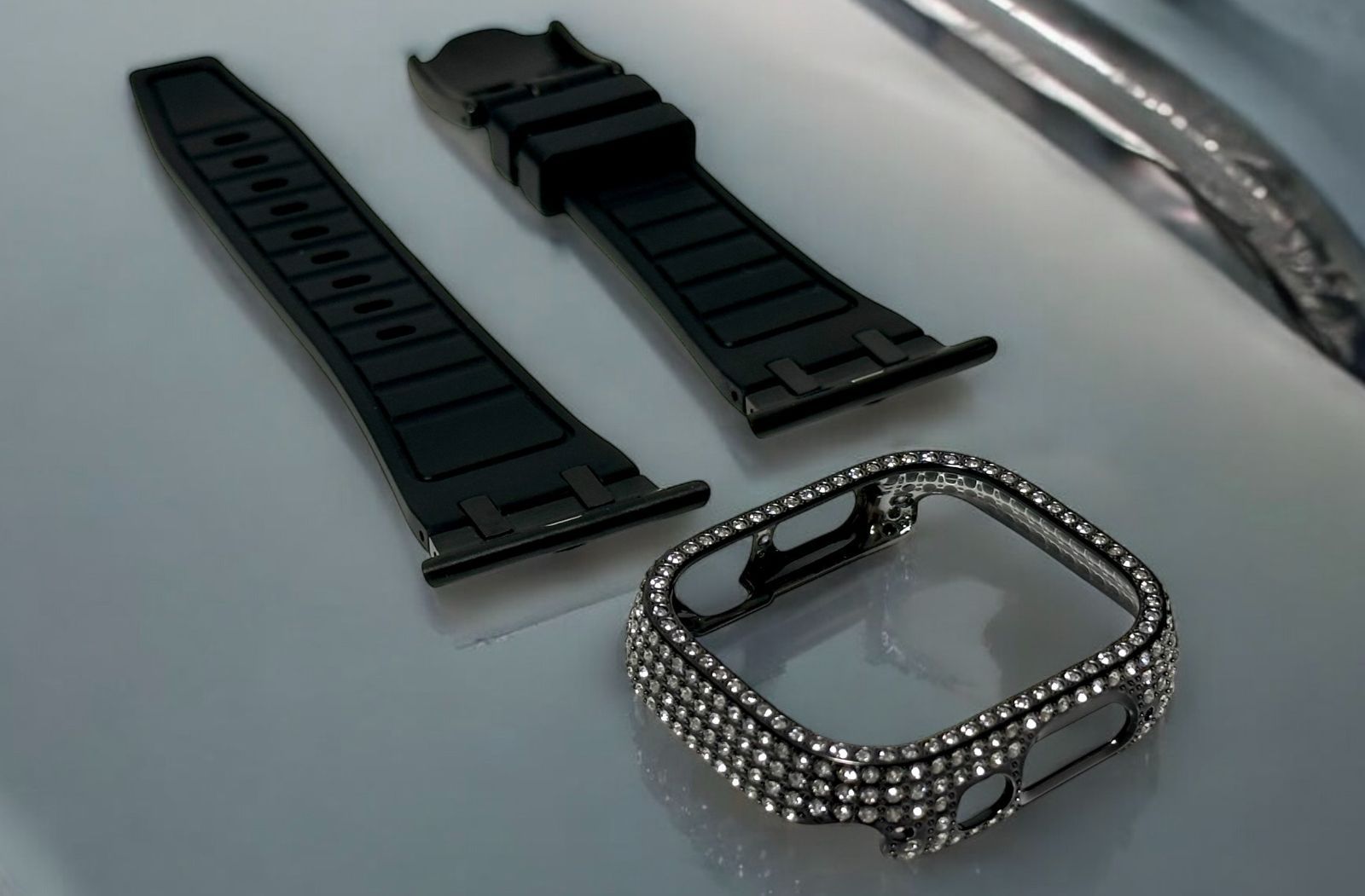 シームブラック☆Apple Watchバンド ラバーベルト ウルトラケース 