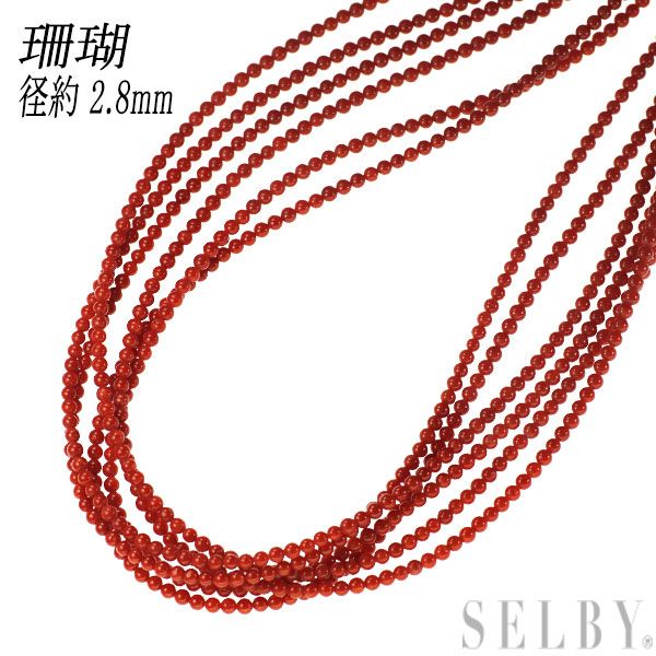 珊瑚 K18YG 珊瑚 ネックレス 径約 2.8mm 6連 - メルカリ