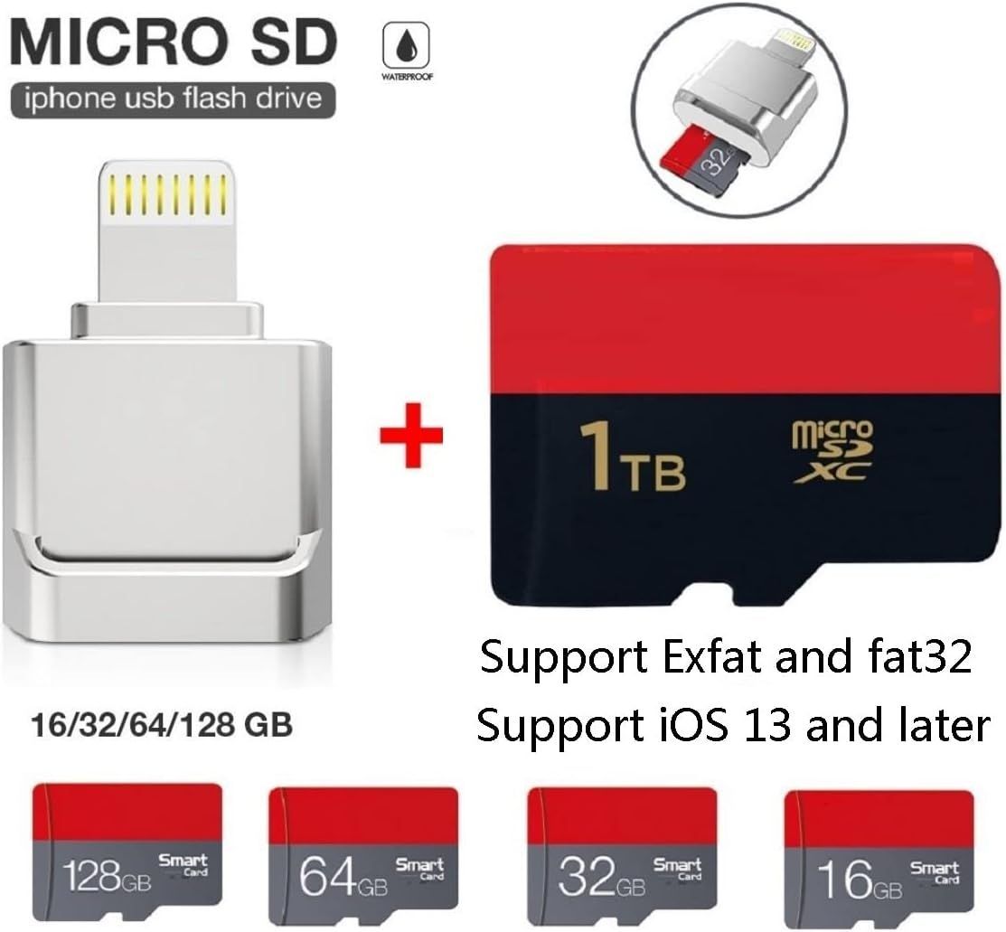 iPhone iPad 専用 Micro SD TF カードリーダー カード カメラリーダー Lightning iOS専用 microメモリ データ  写真 ビデオ 転送 バックアップ