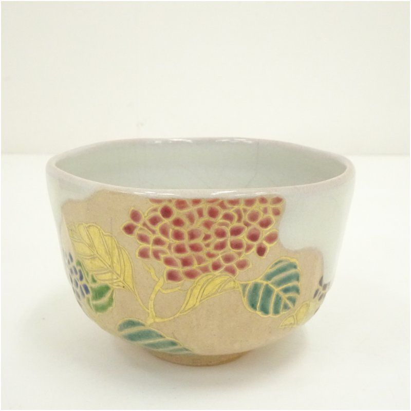 茶道具　京焼　橋本喜泉造　色絵　鴛鴦　香合　共箱　V　7566 京焼 橋本喜泉造 色絵紫陽花茶碗（共箱） 茶道 抹茶 おしゃれ 抹茶茶碗