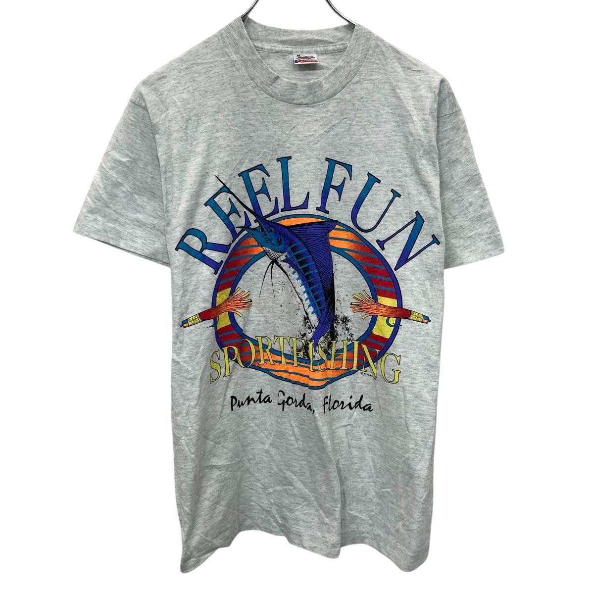 FRUIT OF THE LOOM 半袖 プリントTシャツ M グレー フルーツオブザ 
