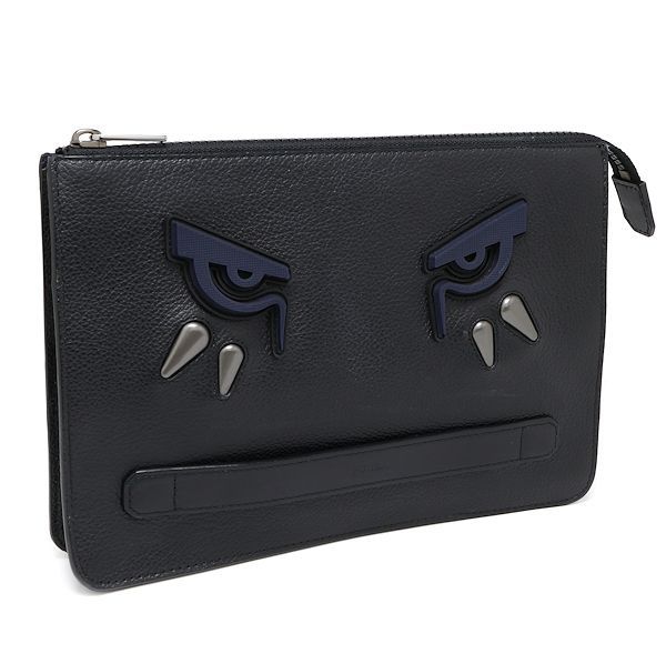 美品 フルラ クラッチバッグ モンスター レザー ブラック×ネイビー メンズ FURLA 最大2万円OFFクーポン対象・11&frasl;29～12&frasl;1限定Furla
