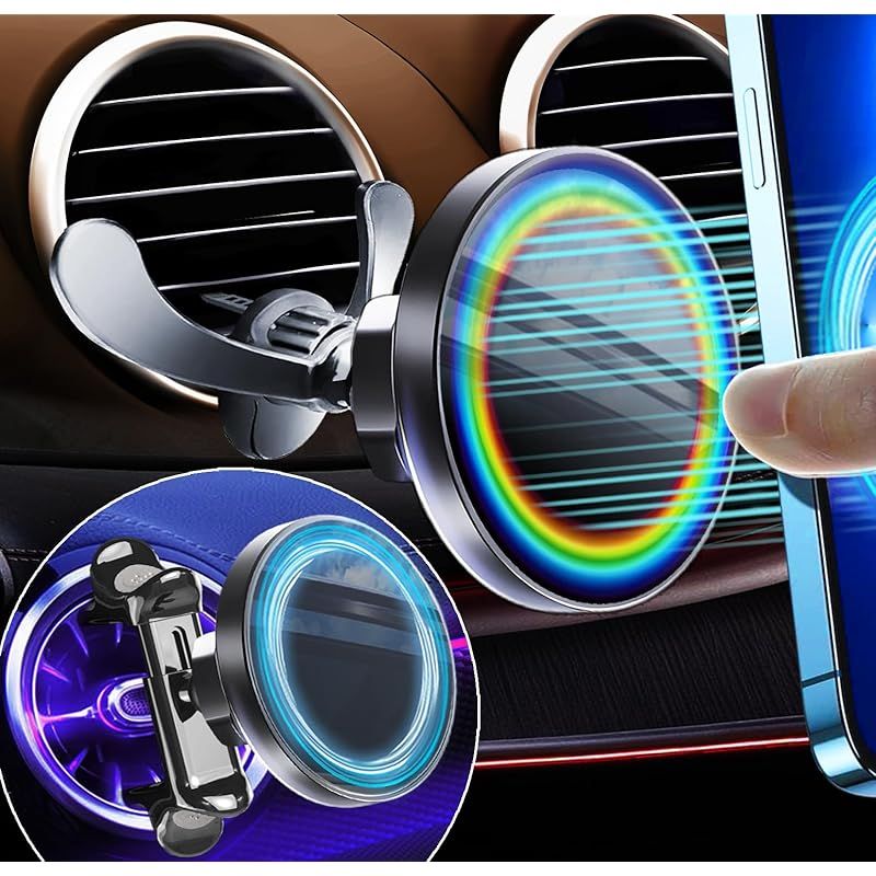 LIFMAGIC Magsafe?? 車載 丸型エアコン スマホホルダー 車 マグネット マグセーフ 車載ホルダー 超強磁力 メルセデス ベンツ アクセサリー 丸型 エアコン 吹き出し口 用 車内 iphone スタンド 自由調