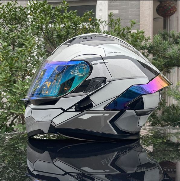 フルフェイスヘルメット バイク ヘルメット DOT承認 バイクヘルメット 通気性 耐久性 安全性 シールド色選択 男女兼用 バイク用 おしゃれ シルバー A28