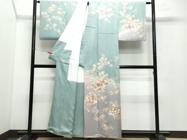 Bearcat✺美品 COMME トール お召訪問着 A3682 平和屋着物○色留訪問着 紬地 枝花文 正絹 逸品 CAAX1182vf