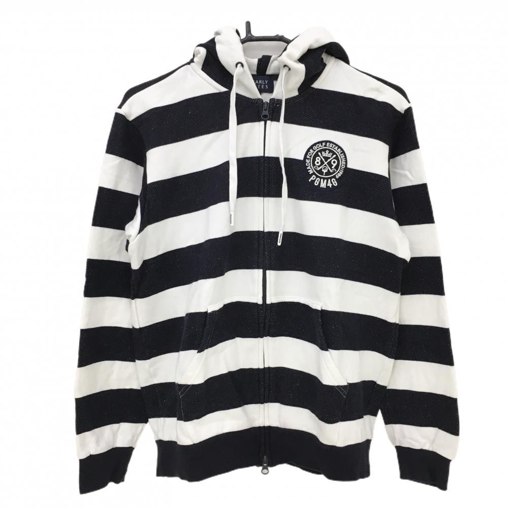 PEARLY GATES パーリーゲイツ ジップパーカー ネイビー×白 ボーダー パーリーゲイツ ニットジップパーカー 白×ネイビー ボーダー 星