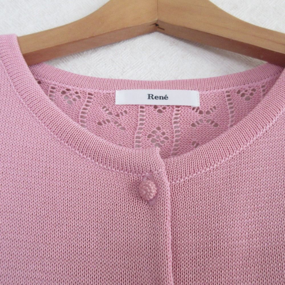 ルネ Rene ルネ パフスリーブ カーディガン 34 ピンク 34 長袖 ニット  