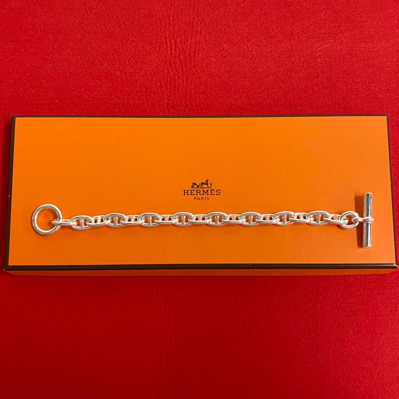 極 美品 希少品 HERMES エルメス シェーヌダンクル MM 17コマ シルバー 