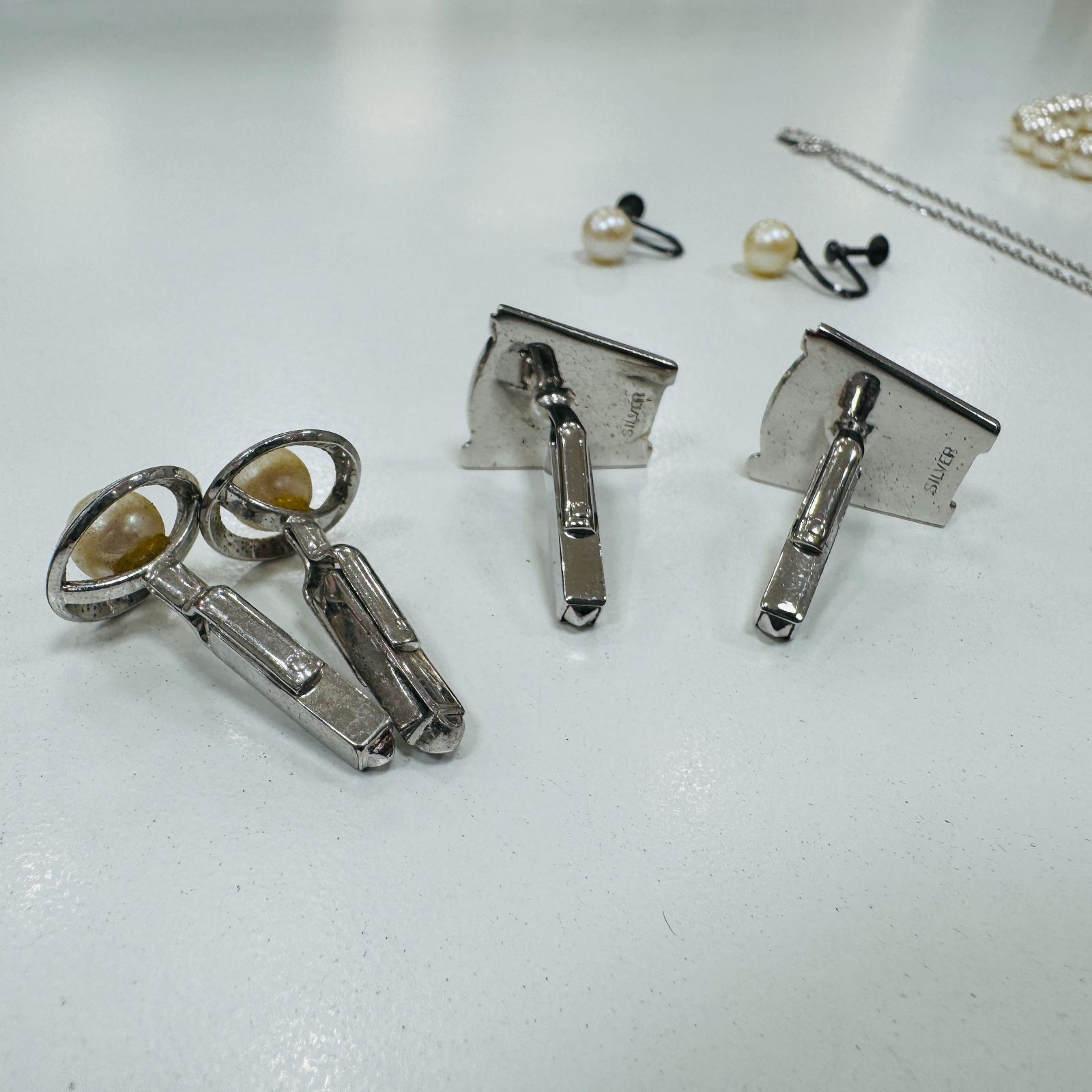 A【まとめ売り】ネックレス カフス タイピン イヤリング 真珠 本