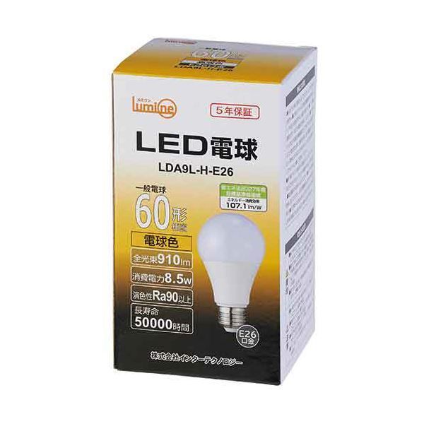 まとめ インターテクノロジー LED電球 一般形 E26口金 8.5W 3000K 電球色 LDA9L-H-E26 1個 ×5セット