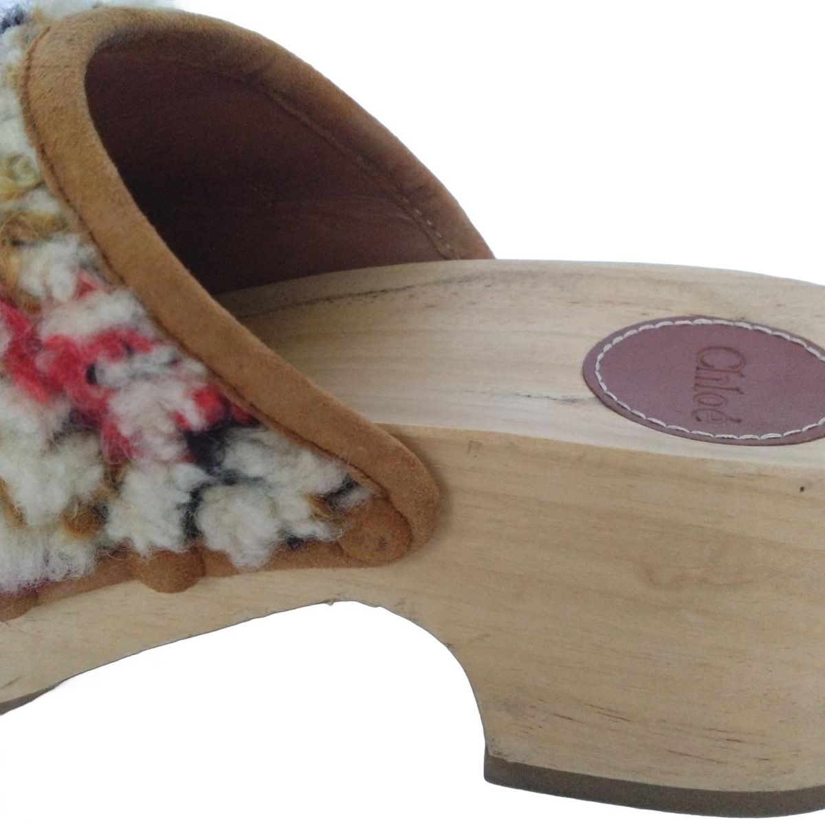 Chloe クロエ ミュール 36 レディース - アイボリー×ベージュ×マルチ ムートン KIN-KAAI_COM