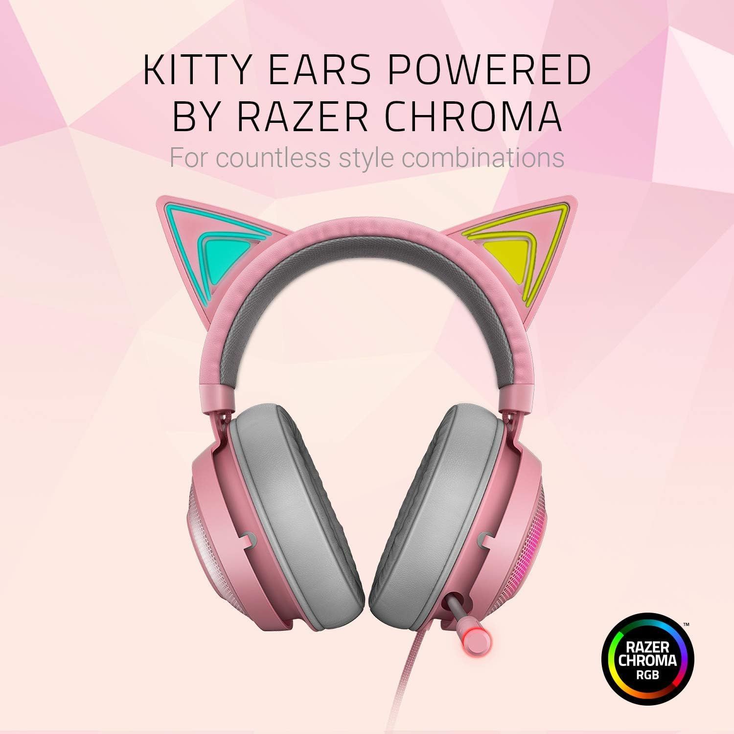 Razer Kraken Kitty Quartz Pink ゲーミングヘッドセット USB THX7.1 ネコミミ Chroma  ノイズキャンセリングマイク 冷却ジェルパッド PC PS4 PS5 Switch スマホ RZ04-02980200-R3M1 メルカリ