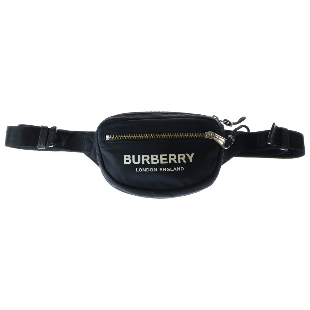BURBERRY バーバリー ロゴプリント ナイロン ボディ ショルダー ウエストバッグ ブラック 8014519